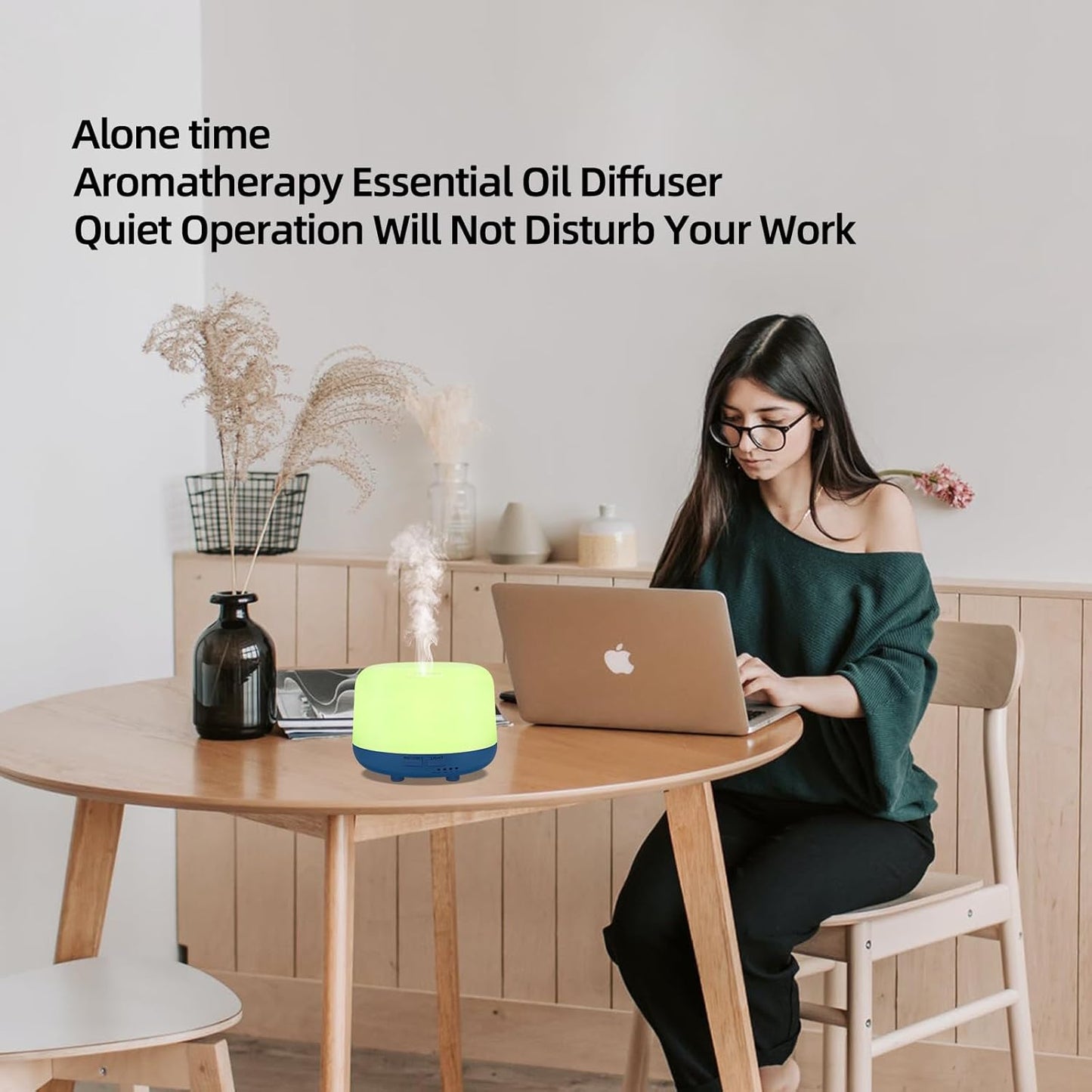 300ML Aromatherapy Ultrasonic Diffuser, Aroma Diffuser, Air Diffuser for Essential Oils, Oil Defuser with Remote, 7 Color Changing LED Light,Auto-Off,Timer for Home,Bedroom Office,Kids.