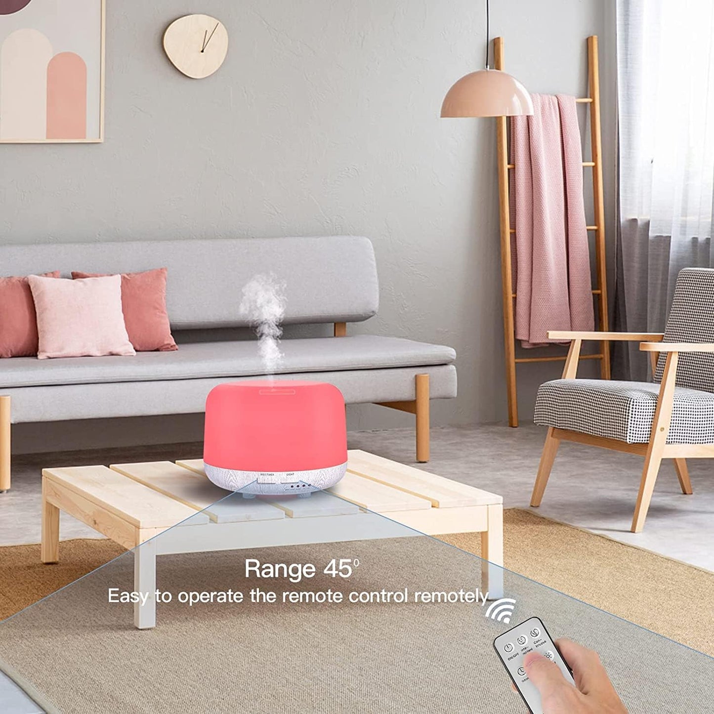 Aromatherapy Diffuser for Essential Oil, 300ml Cool Mist Humidifier with Remote Control, Aroma Diffusers for Home with Waterless Safety Switch & 14 LED Colors