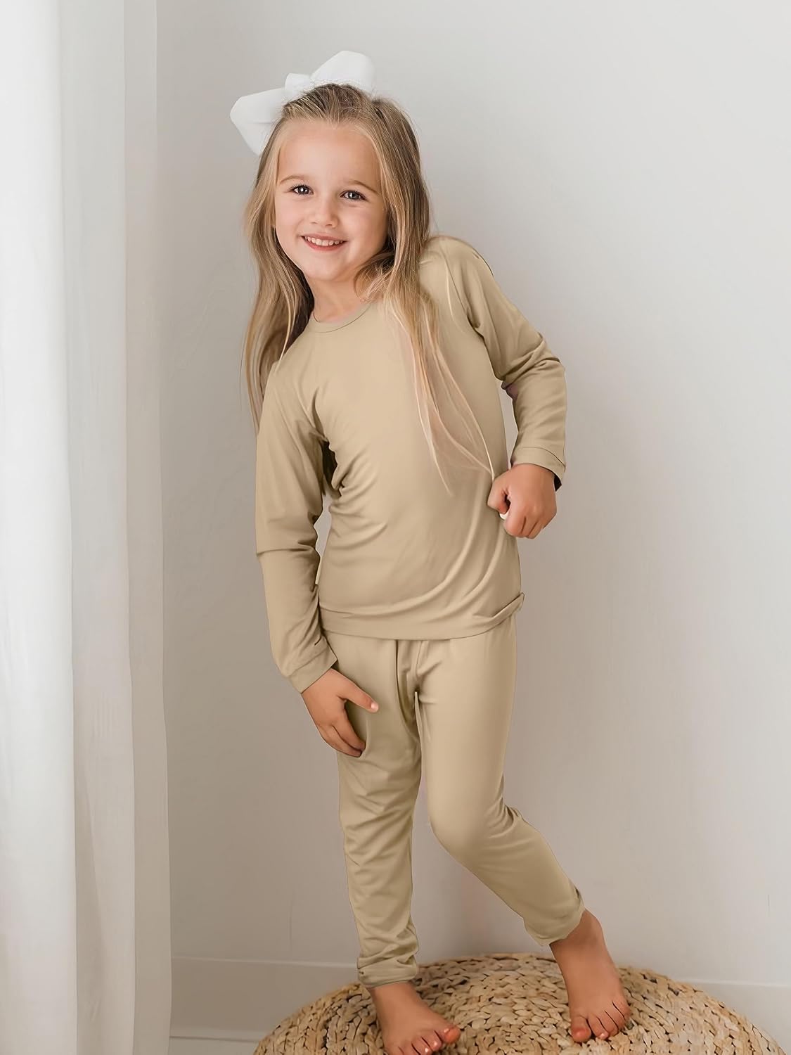 BABY 2T-10Y Toddler Kids Girls Boys Soft Comfy Viscose 2pcs Set Long Sleeve Plain Shirts and Pants Sets