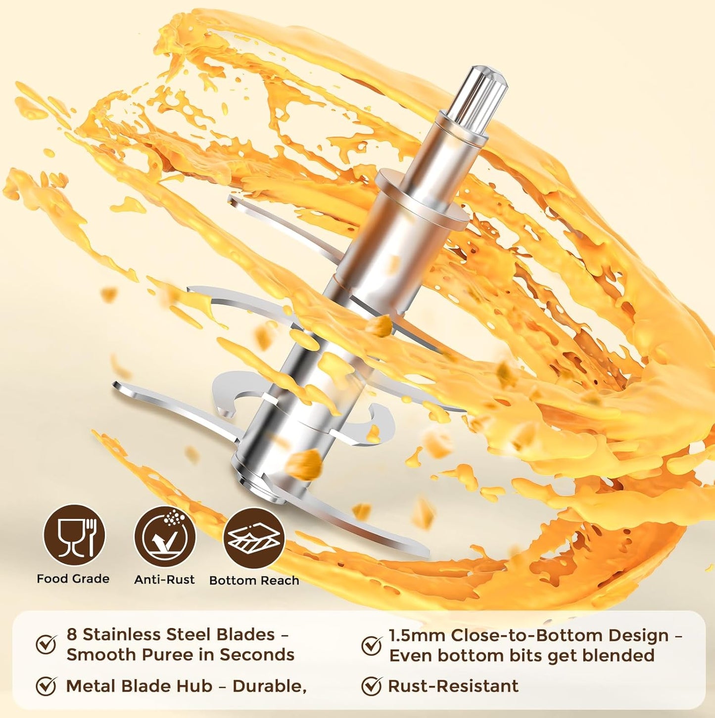 Baby Food Processor – Puree Blender with Glass Bowl, Stainless Steel Blades, BPA-Free, One-Touch Control, Easy to Clean, Quiet Operation, Ideal for New Parents, 10oz