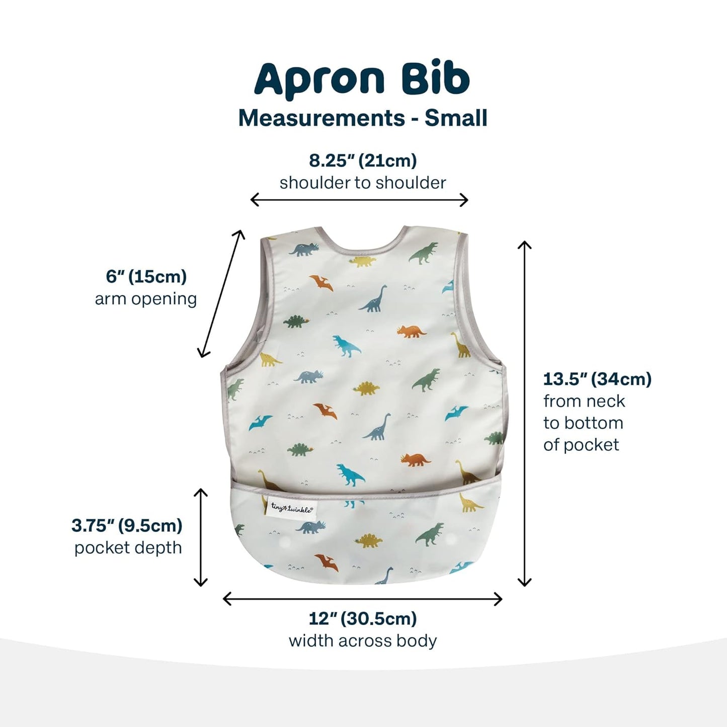 Tiny Twinkle Mess Proof Baby Bib - Waterproof & Lightweight Baby-Led Weaning Apron | 100% Recycled Polyester, Easy Clean & Machine Washable (Peace, Small 6-24 Months)