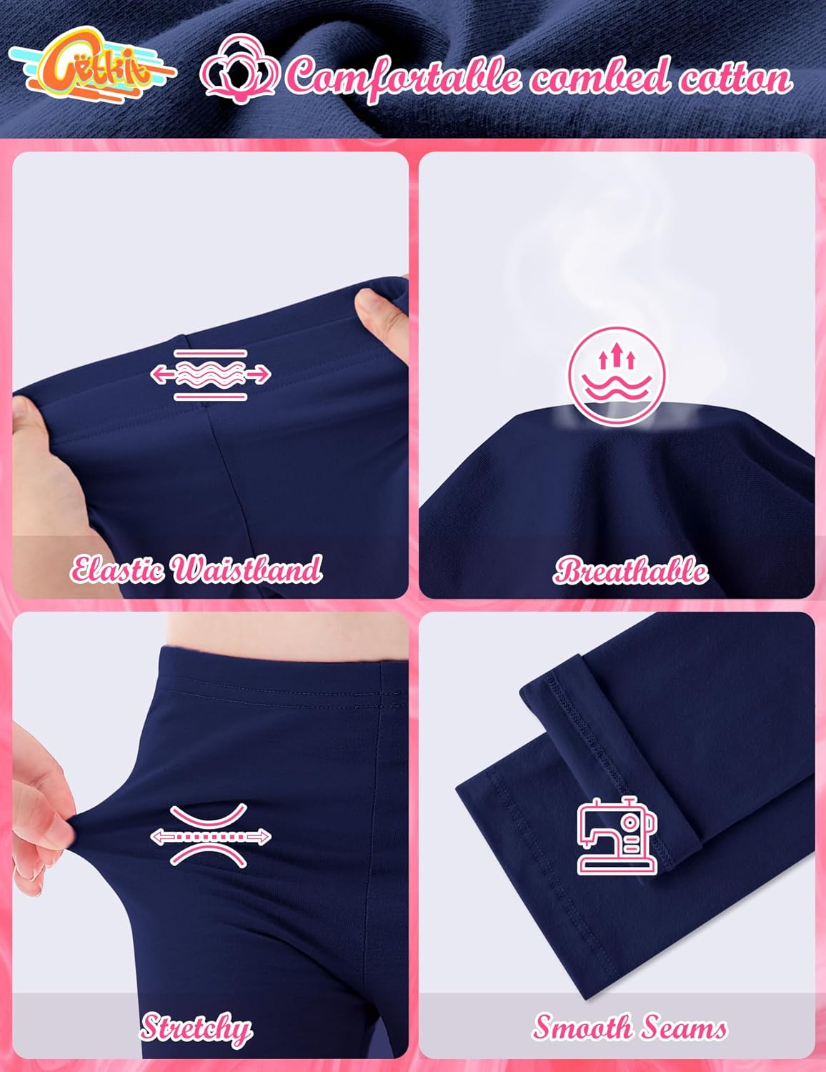 Girls Leggings Cotton Leggings for Toddler Footless Girls Pants Stretchy Baby Girl's Pants Infant Basic Leggings Size 6M -14Y