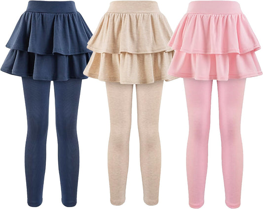 Girls School Uniform Pants Leggings with Skirts Stretch Warm Jegging 4-12 Years