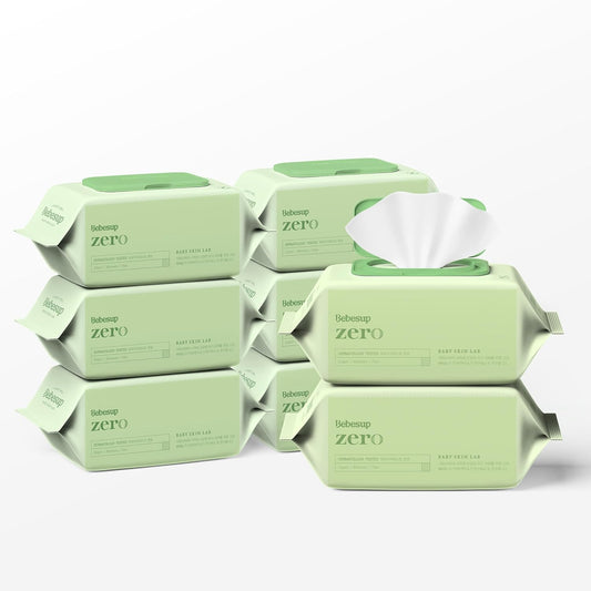 BEBESUP- Korea’s #1 Zero Harsh Chemicals Baby Wipes- Water Based Hypoallergenic Unscented Extra-Thick Organic baby wipes for sensitive skin Zero skin irritants Flip-Top 640 Count (8 Packs)