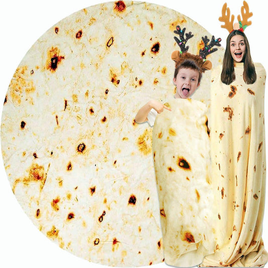Burrito Tortilla Blanket White Elephant Gifts for Kids Stuff Useful Adults Teenagers Taco Throw Blankets Wrap Boy Girl Party Novelty Gag Pets Soft Fleece 61in