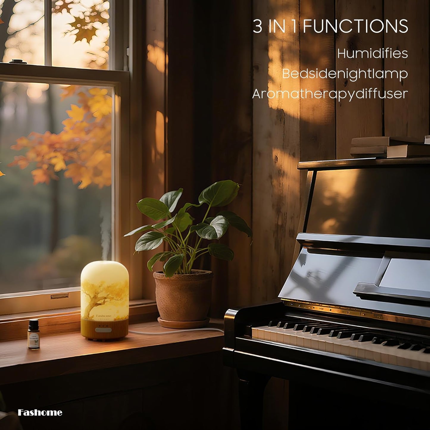 Oil Scent diffusers for Home with Frankincense Oil, 6 in 1 Ultrasonic 100ML Aromatherapy Scent Humidifier Vaporizer with Dense fine Mist, Timer, Auto-Off (Autumn-Frankincense)