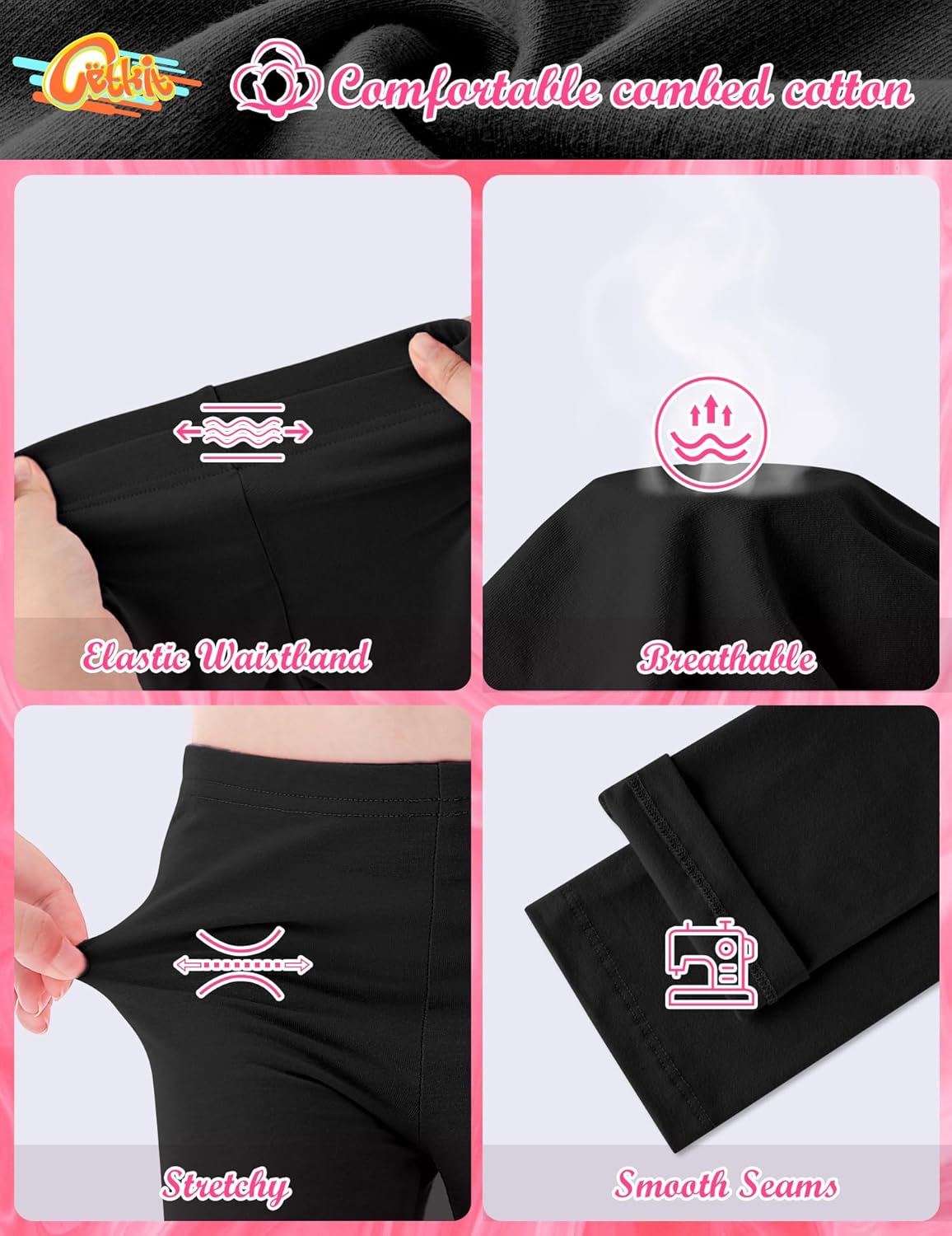 Girls Leggings Cotton Leggings for Toddler Footless Girls Pants Stretchy Baby Girl's Pants Infant Basic Leggings Size 6M -14Y