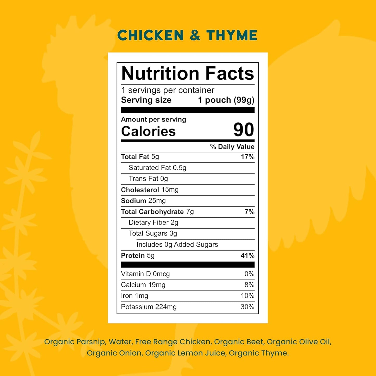 Serenity Kids 6+ Months Baby Food Pouches Chicken & Thyme Puree - BPA-Free Baby Food Puree -Range Chicken & Organic Parsnip & Beet Veggies - 3.5 Oz, 6 Pack