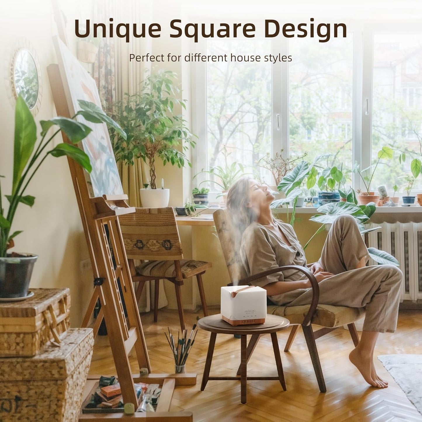 ASAKUKI 700 ml Premium Essential Oil Diffuser, 5 in 1 Ultrasonic Aromatherapy Fragrant Oil Vaporizer Humidifier, Timer and Auto-Off Safety Switch, 7 LED Light Colors