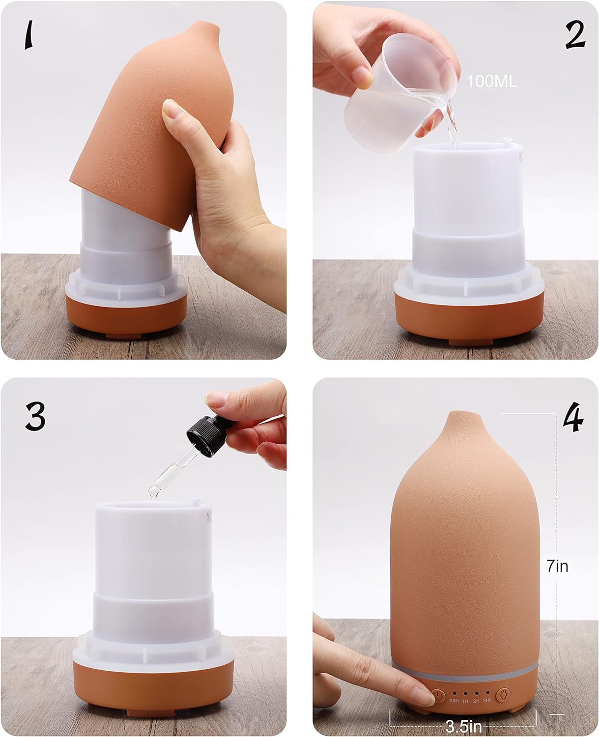 Essential Oils for Diffusers for Home,Ceramic Diffuser for Essential Oils,Handmade Aroma Diffuser 100ML (Pottery Red)