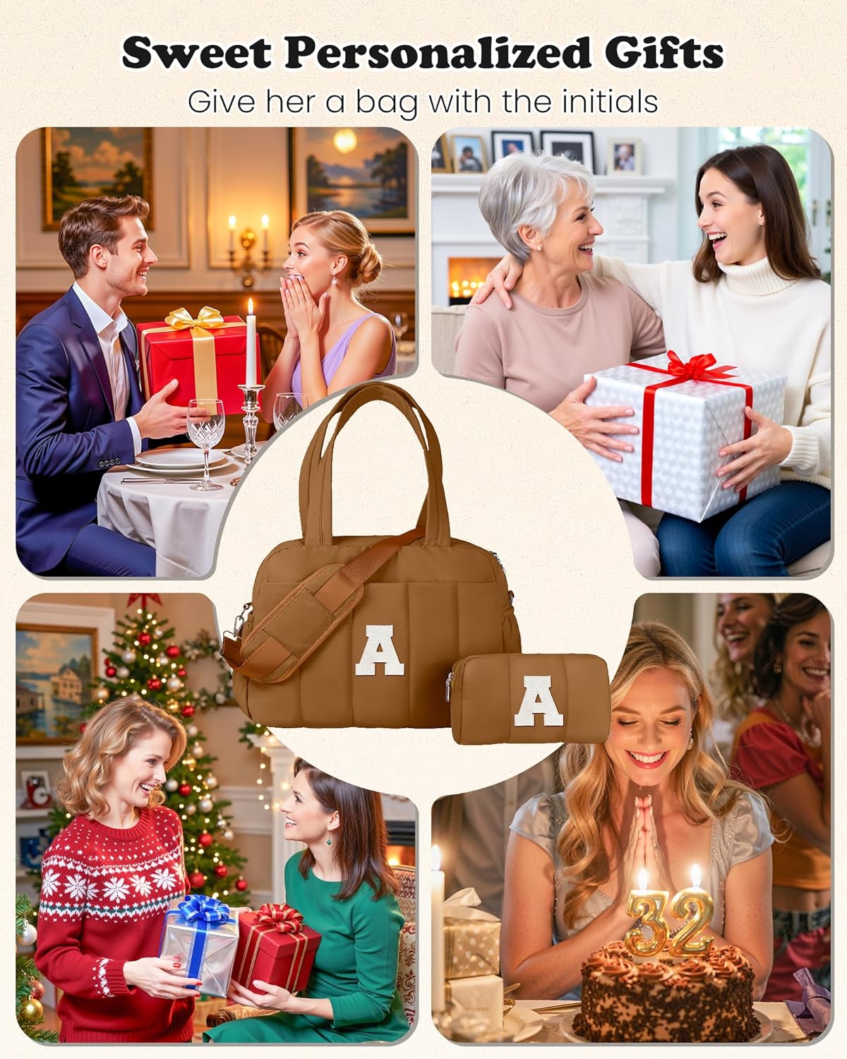 Duffle Bag with Letter, Carry On Bags for Women，Overnight Bag with Wet Pocket，College Girl Gift-Lightweight Travel Bags Personalized Gym Tote with Makeup Pouch