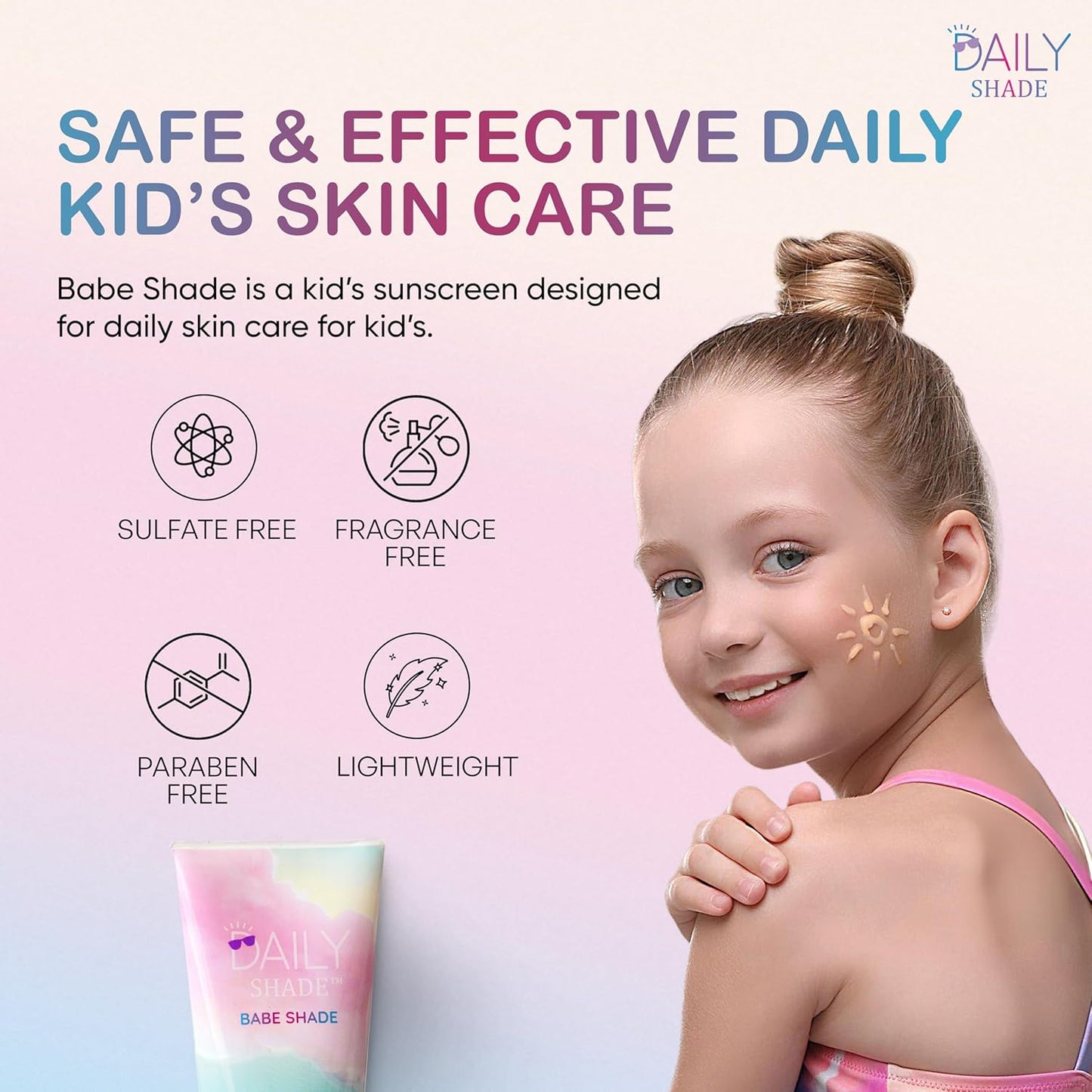 Babe Shade Kid's Tinted Mineral Sunscreen for Face & Body with SPF 30 - Non-Nano Zinc, Reef Safe, Travel Size, Water Resistant & Hypoallergenic Skin Care for All Types of Skin Tone - 90ml