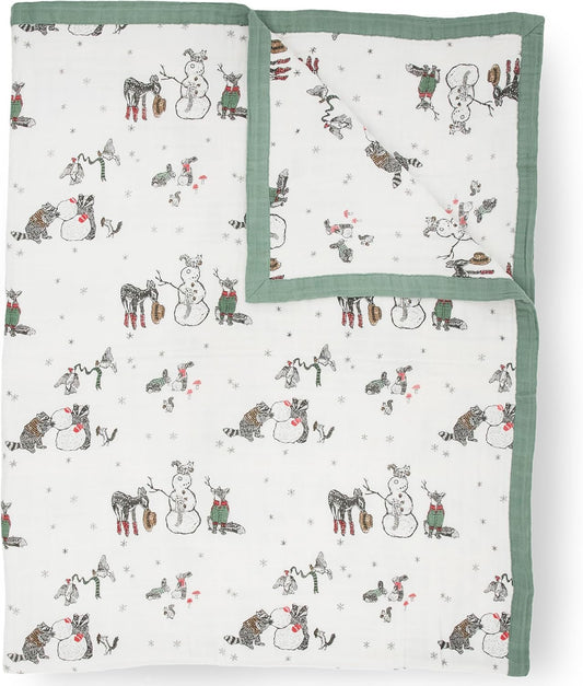 Little Unicorn Premium Quilted Throw | Super Soft, Multi-Layered Muslin XL Blanket| Great for Kids & Families (Snow Day)