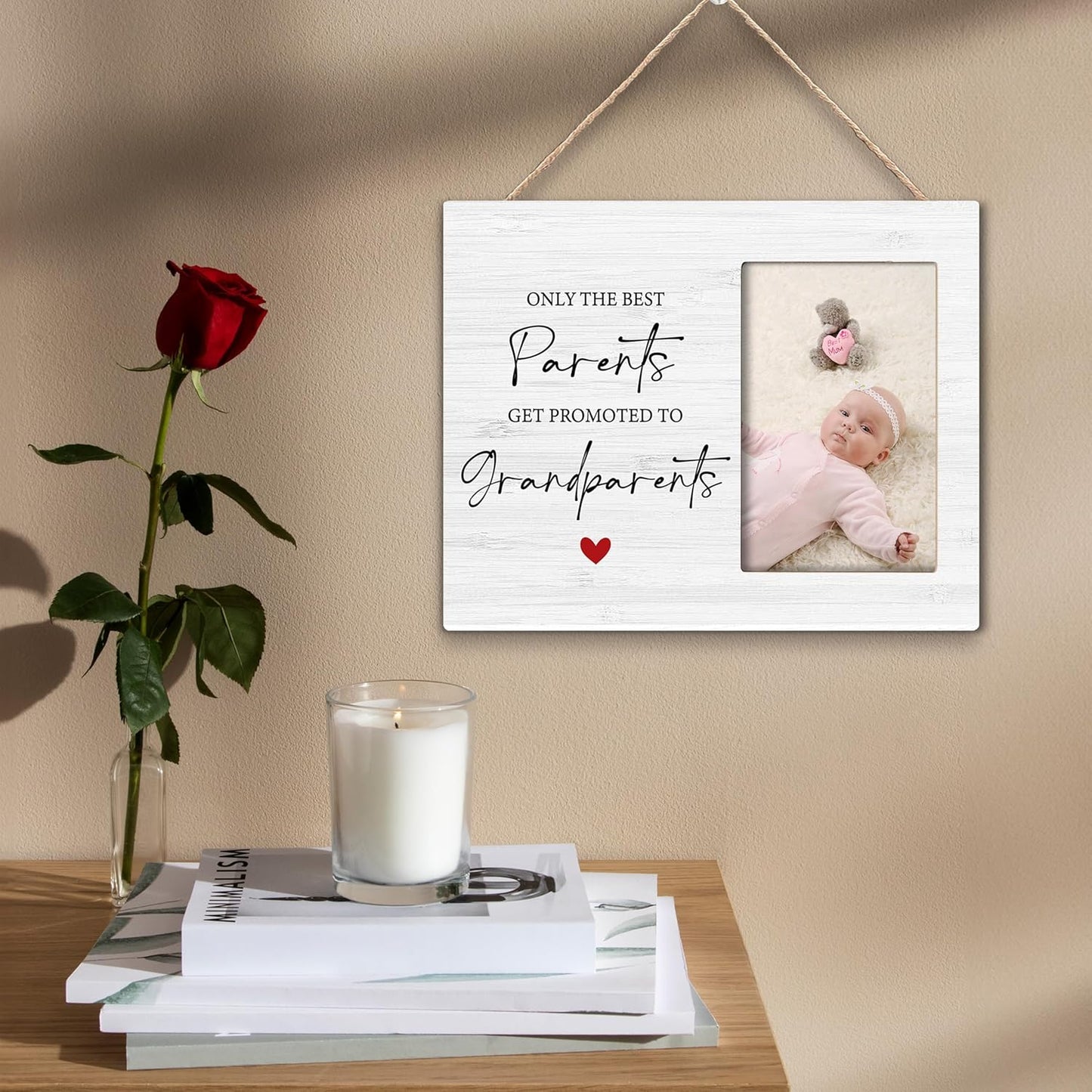 Grandparents Picture Frame Gifts - First Time Grandparents Gifts, Grandparents Baby Announcement Frame, Promoted to Grandparents Wooden Picture Frame for Tabletop or Wall Hanging 4x6 Photo