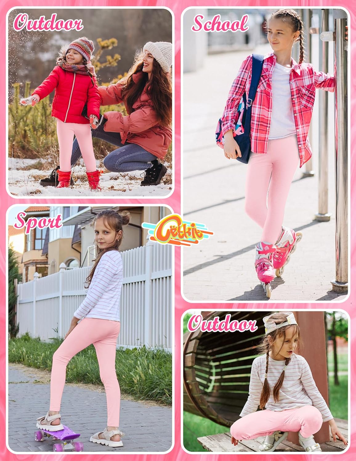 Girls Leggings Cotton Leggings for Toddler Footless Girls Pants Stretchy Baby Girl's Pants Infant Basic Leggings Size 6M -14Y