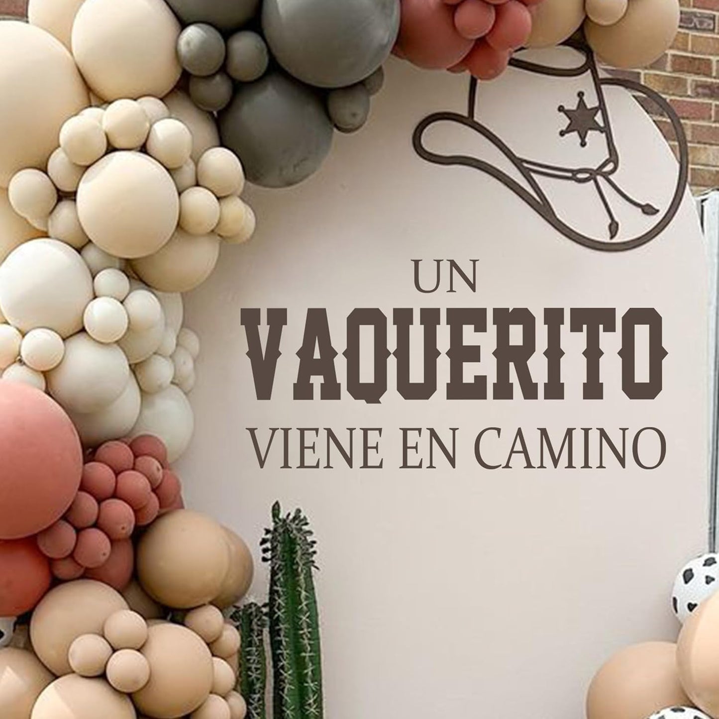Un Vaquerito Viene En Camino Decal - Cowboy Party Decoration Decal, Baby Shower/Gender Reveal Party Decoration Supplies Wall Stickers, Cowboy Sign Balloon Arch and Party Backdrop Decor Stickers