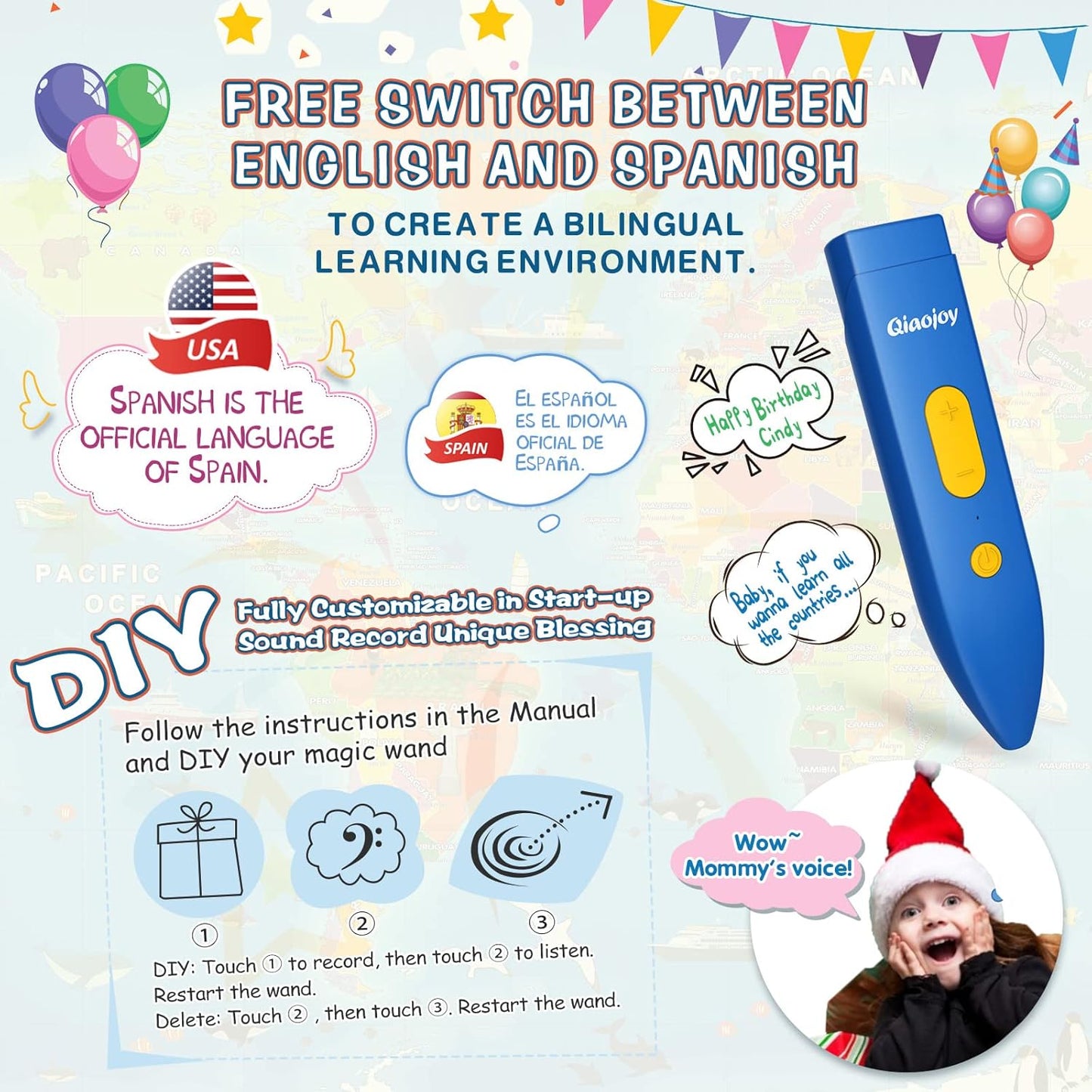 Bilingual Interactive for Kids Talking Dinosaur Space Poster for Kids Learning and Educational Toys,Talking Educational Dinosaur Toy for Ages 3 to 12 Years Old,Space Theme Wall Decor for Preschool