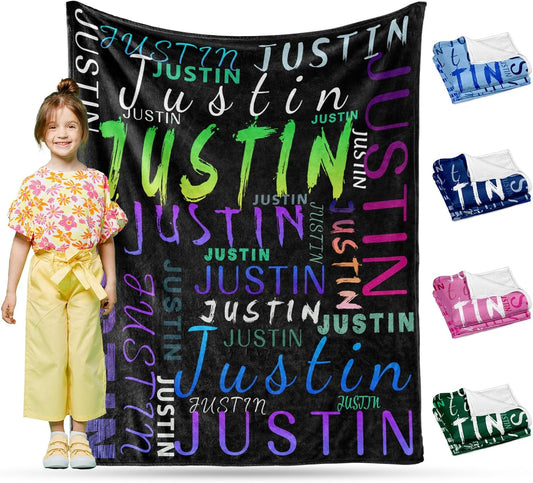 Ship Next Day, Custom Name Blanket - Printed in USA, Personalized Baby Blankets for Girls, Baby Blanket with Name, Ultra-Soft Cozy Fleece Blankets, Gifts for Boys & Girls Kids Teen Girl New Mom