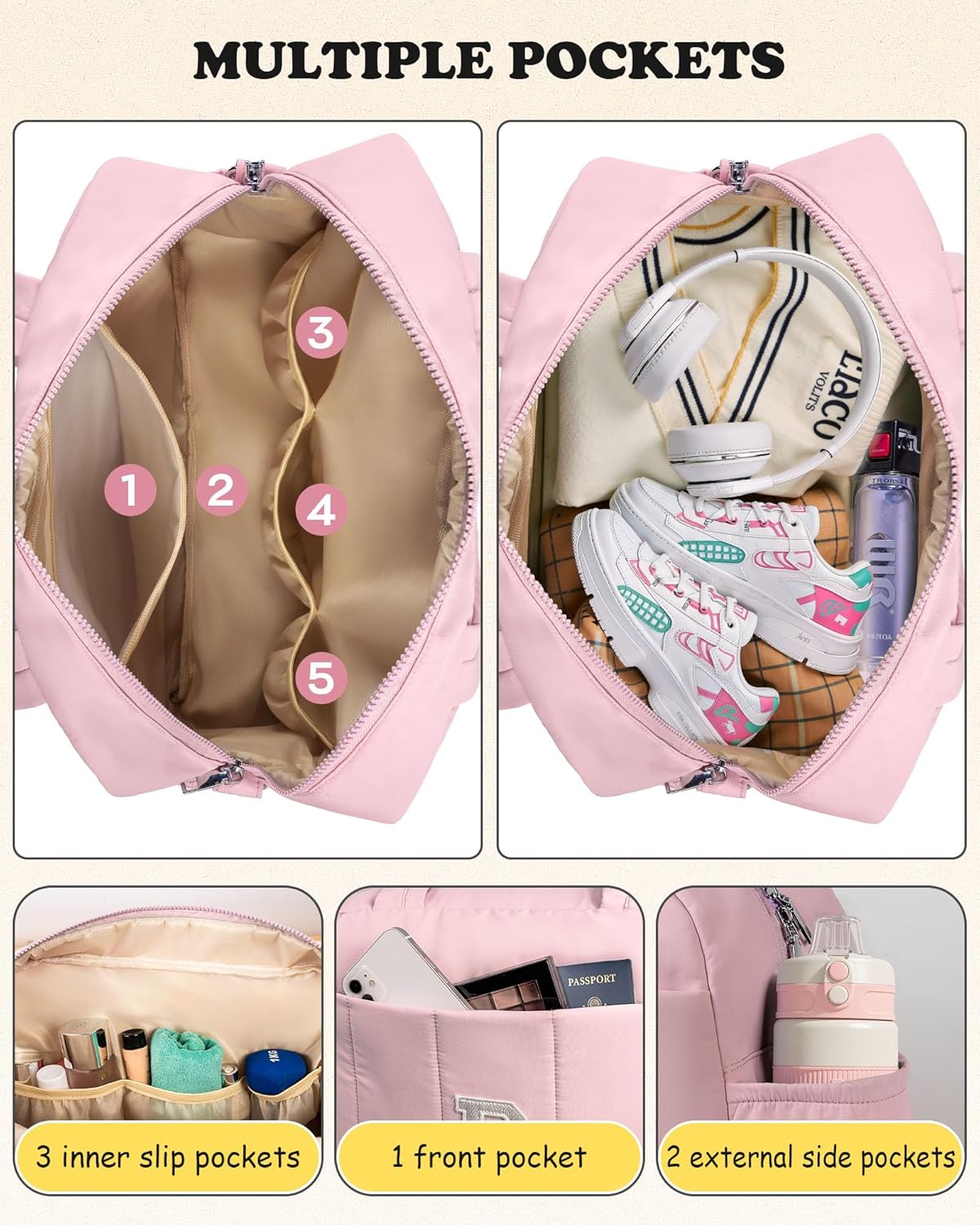 Gifts for Granddaughter, Duffle Bag for Travel, Weekender Bags for Women，Initial Overnight Bag with Wet Pocket，Lightweight Travel Bags Personalized Gym Tote with Makeup Pouch