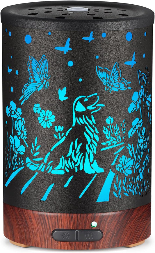 Essential Oils Diffuser,Aromatherapy Diffuser,Birthday Gifts for Women Mom Grandma,Metal Cool Mist Humidifier with 7 Colors Lights Waterless Auto Off Air Diffusers (Dogs)…