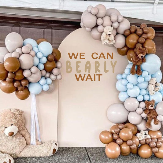 We Can Bearly Wait Wall Decal - Baby Shower Party Decoration, Gender Reveal Party Supplies, Bear Sign Decal for Balloon Arch, Pregnancy Party Photo Background Props (We Can Bearly Wait D)