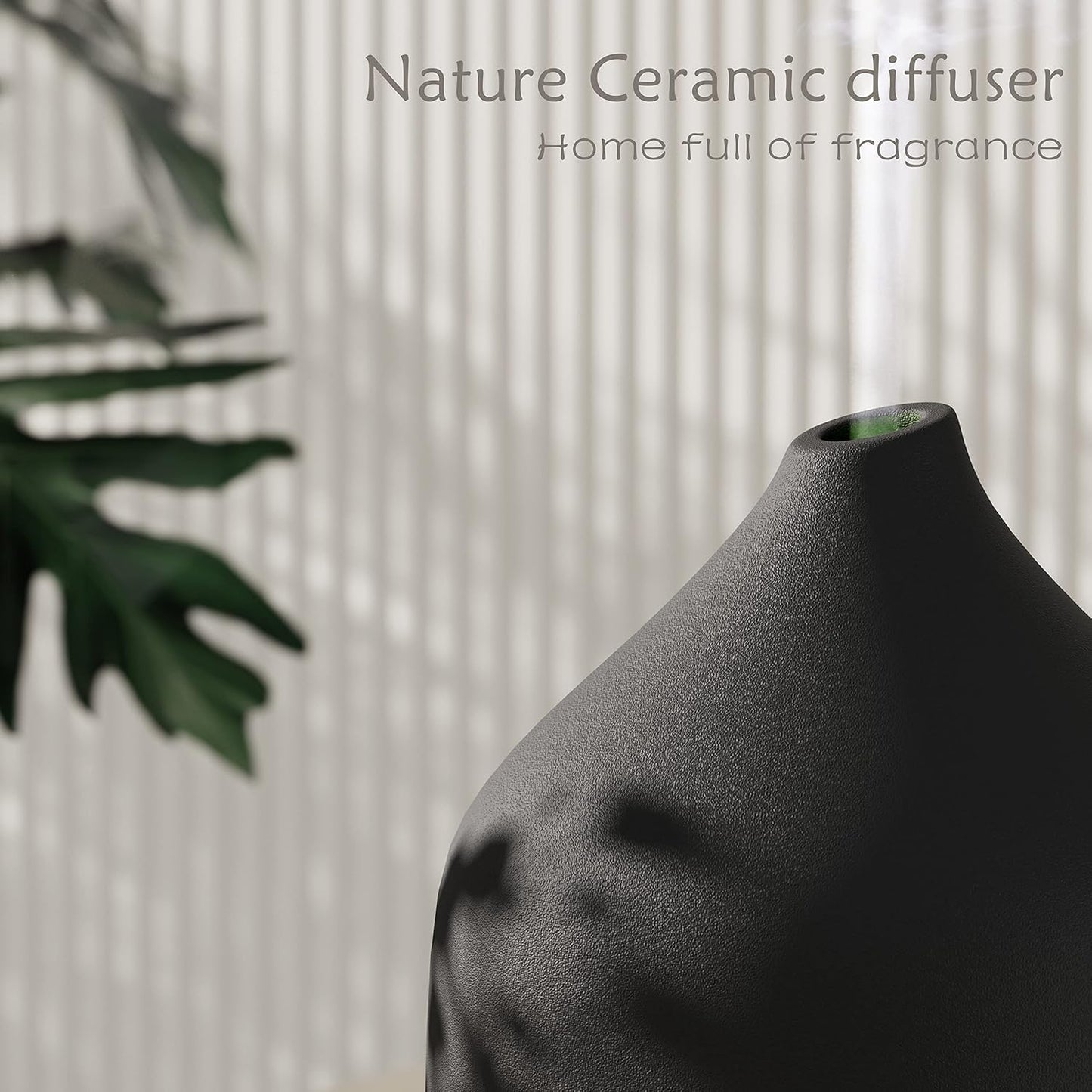 VIVITEST Diffusers for Essential Oils,Stone Oil Diffuser,Ceramic Essential Oil Diffusers Black for Home (250ML)